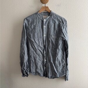 Everlane Mens Striped Collarless Button Down Shirt